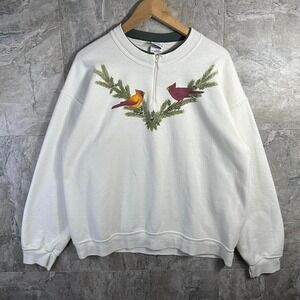 Vintage 90's cardinal bird Double Collar sweatshirt Woman's Large